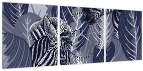 Kép - Zebrák a levelek között (órával) (90x30 cm)