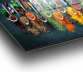 Edzett üveg fali dekoráció, fűszerek, 46x72 cm