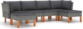 vidaXL 5 részes szürke polyrattan kerti ülőgarnitúra párnákkal