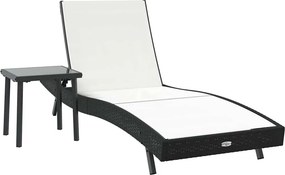 vidaXL Napozó 2 pcs Fekete és Fehér polirattan