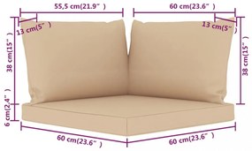 3 db bézs szövet raklapkanapé-párna