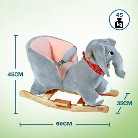 VICTOR elefánt hintajáték, biztonsági övvel, szürke Spielwerk