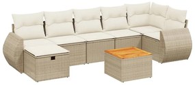 vidaXL 8 részes bézs polyrattan kerti ülőgarnitúra párnával