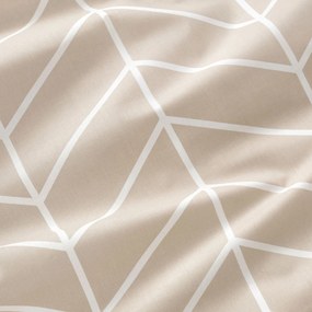 Goldea pamut ágyneműhuzat - cikcakk fehér és bézs 220 x 200 és 2db 70 x 90 cm