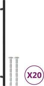 vidaXL 20 db fekete rozsdamentes acél szekrényfogantyú 320 mm
