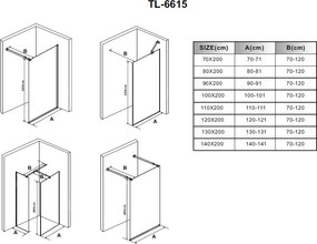 Stuxi Milano Easy Kombi Walk-in zuhanyfal, 80x100 cm, 8 mm vastag vízlepergető biztonsági üveggel, helytakarékos stabilizátorral