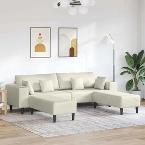 Bársony Kanapé párnával 3 pcs Krém 208 cm Bársony