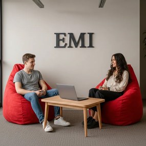 EMI Körte alakú piros színű velúr babzsákfotel
