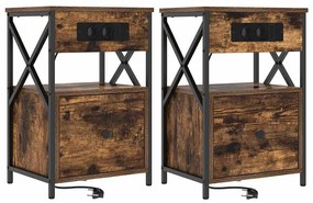Éjjeliszekrény 2 pcs Füstölt tölgy 40 x 31 x 60 cm Faanyag
