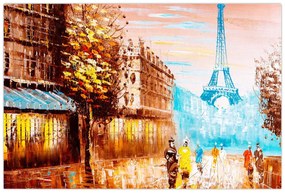 Kép - Esős idő és az Eiffel-torony (90x60 cm)
