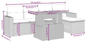 6 részes bézs polyrattan kerti ülőgarnitúra párnával
