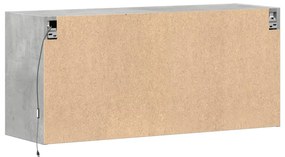 betonszürke falra szerelhető TV-szekrény LED-del 100x31x45 cm