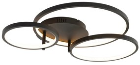 Okos mennyezeti lámpa fekete 3-lámpás távirányítóval - Rondas