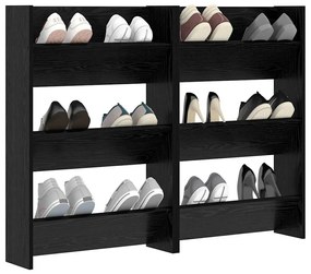 Cipőszekrény 2 pcs Fekete tölgy 60 x 18 x 90 cm Faanyag