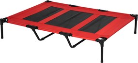 PawHut Kültéri Kutyafekhely, Emelt Kutyafekhely Nagy Kutyák Számára, Hűsítő Kutyafekhely Mosható Hálós felsőrésszel és Robusztus Fém Vázsal, Kutyafekh