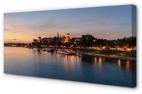 Canvas képek Krakow Sunset folyó zár 100x50 cm