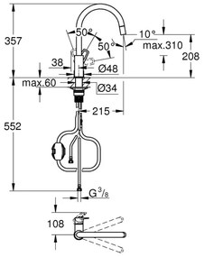 GROHE 30556000 - START LOOP 357 mm mosogató csaptelep, fényes króm