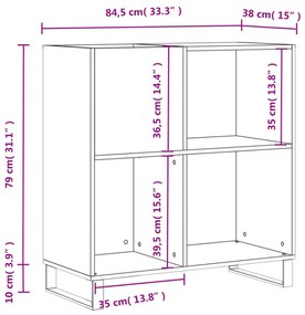fekete szerelt fa hanglemezszekrény 84,5 x 38 x 89 cm