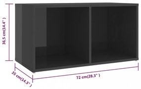 4 db magasfényű szürke szerelt fa TV-szekrény 72 x 35 x 36,5 cm