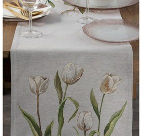 Gobelin tulipán mintás asztali futó Szürke 40x100 cm +/-5%