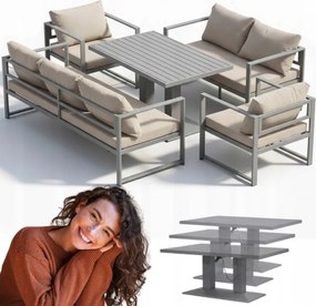 Kerti bútor szett acél San Sebastian bézs 5 részes