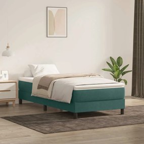 sötétzöld bársony rugós ágy matrac nélkül 80x220 cm