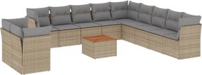 vidaXL 12 részes bézs polyrattan kerti ülőgarnitúra párnákkal
