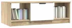 fehér és sonoma színű szerelt fa dohányzóasztal 102x50x36 cm