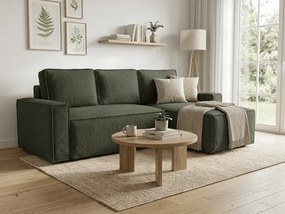 SMART BOUCLE L alakú kihúzható, megfordítható sarokkanapé 232x143 cm, sötétzöld