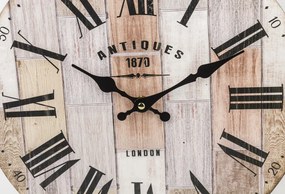 Antiques London 1870 barna fa hatású számlapos kvarc falióra római számokkal 34x34x3cm