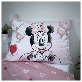 Rózsaszín egyszemélyes pamut gyerek ágyneműhuzat 140x200 cm Minnie "Balloon" – Jerry Fabrics
