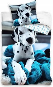 Ágyneműhuzat Dalmata kutya/kék- 140X200 Oeko-tex pamut