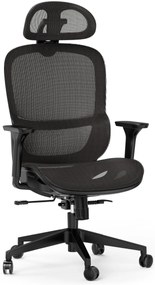 Ergonomikus irodai forgószék Neyo deréktámasz, fejtámla, háló, fekete