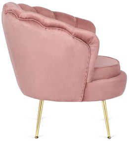 Elegáns Fotel Lábtartóval Rózsaszín Bársony Kárpittal. GRAND