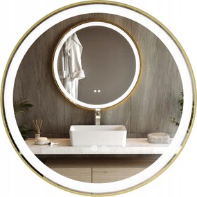 Kerek megvilágított energiatakarékos Led tükör 80x80 Arany Carina