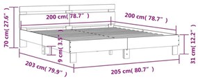 barna tölgy színű szerelt fa ágykeret fejtámlával 200 x 200 cm
