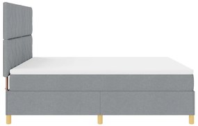 Boxspring ágy matraccal, világosszürke, szuper king, szövet