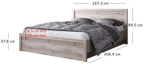 Franciaágy 160 cm Japon (nairobi gesztenye) (ágyráccsal)  (tárolóhellyel) (polcokkal). 1116901