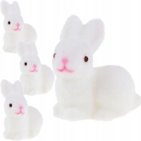 Húsvéti Nyuszik, Nyuszik Fehér 3DB Nyuszi Műanyag Flokkolt Nyuszi