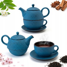 Öntöttvas Teafőző Csésze 0.4L Teafőzéshez, Türkiz Szűrővel