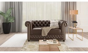 Sötétbarna bőrutánzat kanapé 148 cm York – Ropez