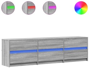 szürke sonoma színű szerelt fa LED-es TV-szekrény 180x34x50 cm