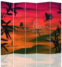 Gario Paraván Japán tájkép Méret: 180 x 170 cm, Kivitelezés: Forgó paraván 360°