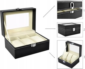 3 részes óratartó doboz, fekete