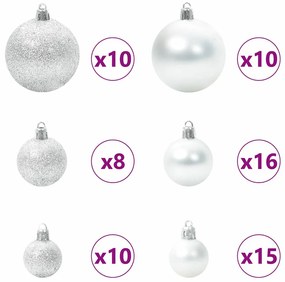 Karácsonyi Díszgömb Készlet 300 LED-del 120 pcs Ezüst Műanyag