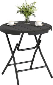 Outsunny Összecsukható Kerti Asztal Műanyag Ø80 cm Időjárásálló Összecsukható Asztal, Csúszásmentes Büféasztal Kemping Asztal 4 Főnek Erkélyasztal Ter