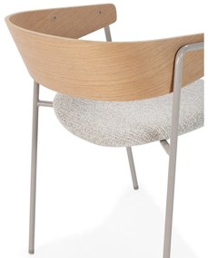 Világosszürke-natúr színű kárpitozott karfás étkezőfotel szett 2 db-os Cora – MOME