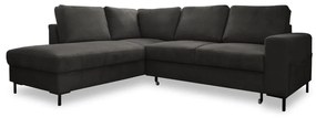 Sötétszürke kordbársony kinyitható sarokkanapé (bal oldali) Lofty Lilly – Miuform