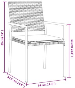 4 db fekete polyrattan kerti szék párnával 56x62,5x89 cm