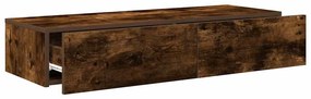Falipolc fiókokkal füstölt tölgy 100x36x19 cm műszaki fa